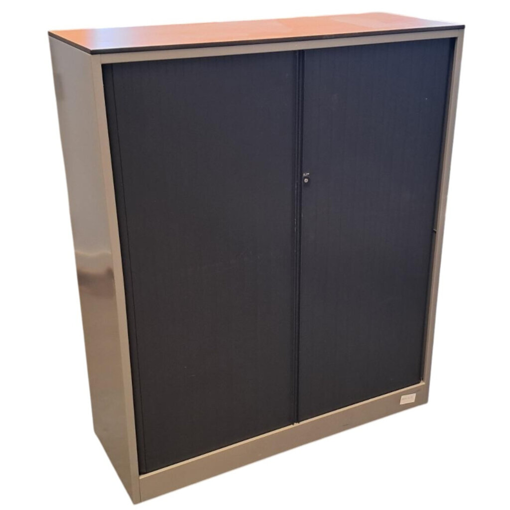 Ahrend Roldeurkast Zilvergrijs Zwart Beuken 144 x 120 x 45
