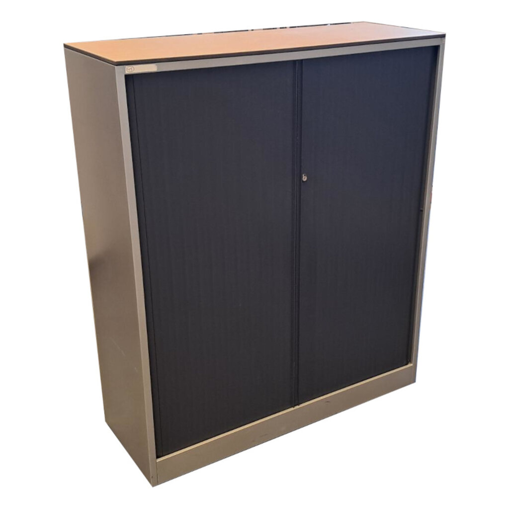 Ahrend Roldeurkast Zilvergrijs Zwart Licht Beuken 144 x 120 x 45