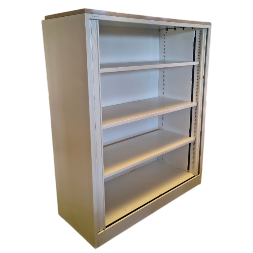 Ahrend Roldeurkast Wit Ahorn H145 x B120 x D45 Stalen Roldeuren  Topblad Te Kort