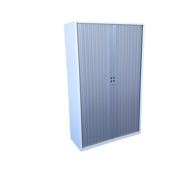 Gispen Meta Roldeurkast Zilvergrijs Wit Kunststof Deuren H195xB120xD47