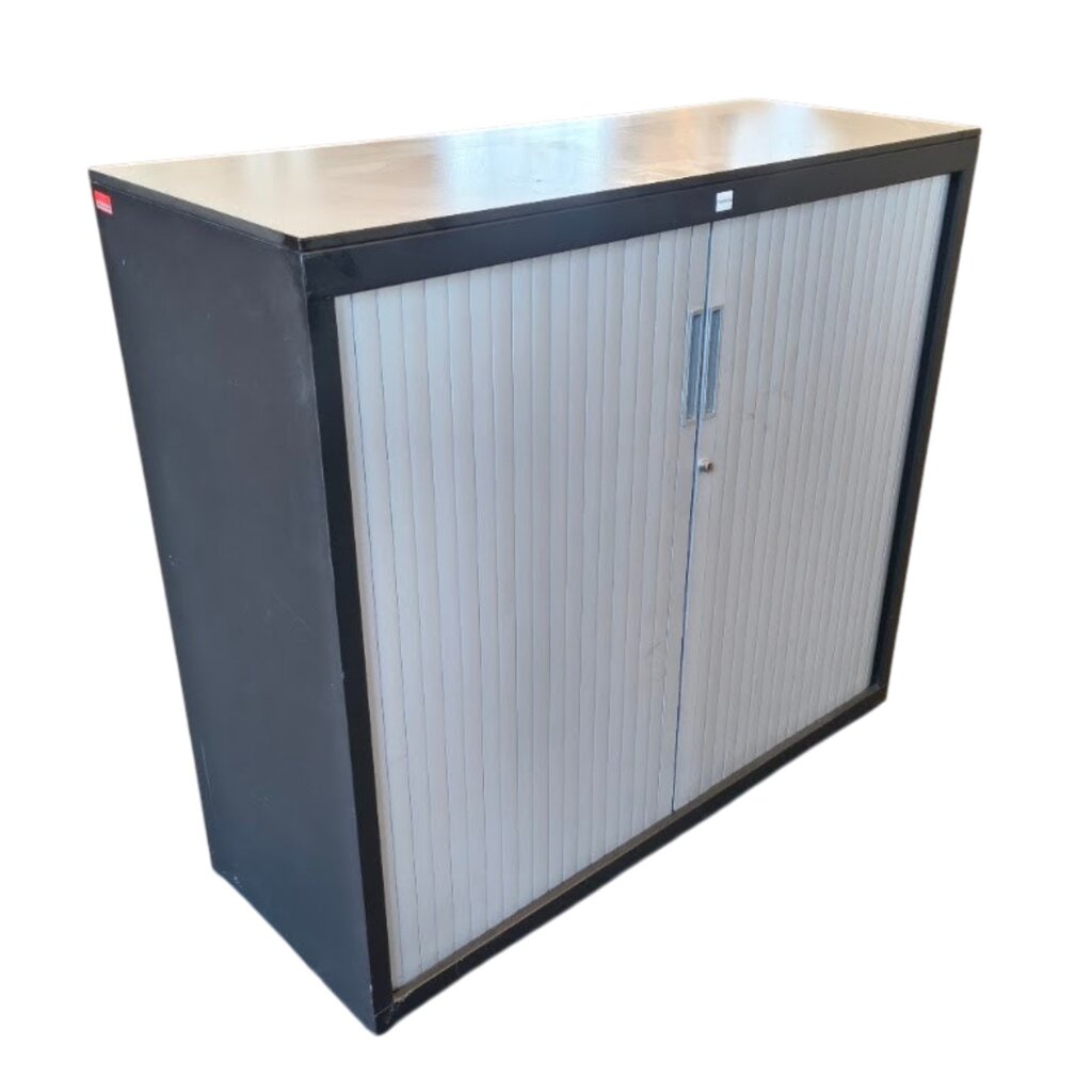 Roldeurkast Zwart Grijs Lichtgrijs Trespa 105 x 120 x 45