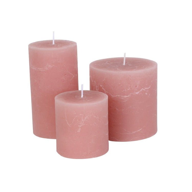 Grand Illusions Dusky Pink Rustic Pillar Candle