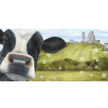 Lucy's Farm 'Moo Selfie at Corfe Castle' Framed Print