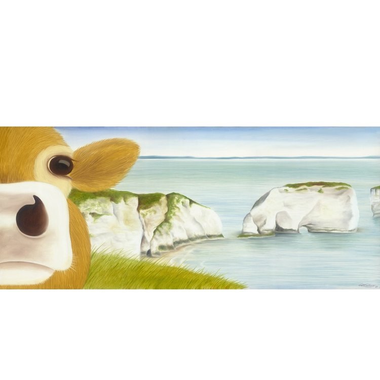 Lucy's Farm Moo Selfie at Old Harry Large Rolled Print