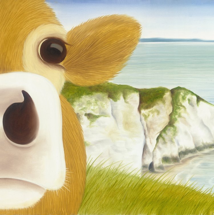 Lucy's Farm Moo Selfie at Old Harry Large Rolled Print