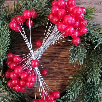 Seasons Green Red Berries on Wire