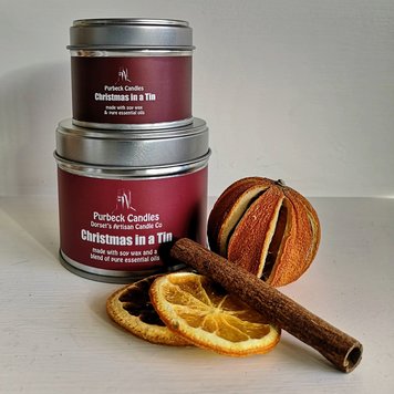 Purbeck Candles Christmas Spice Candle in a tin