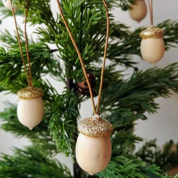 Heaven Sends Glittery Wooden Acorn Decoration