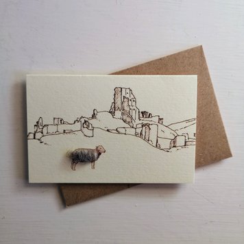 Papersheep Mini Felted Corfe Castle Card