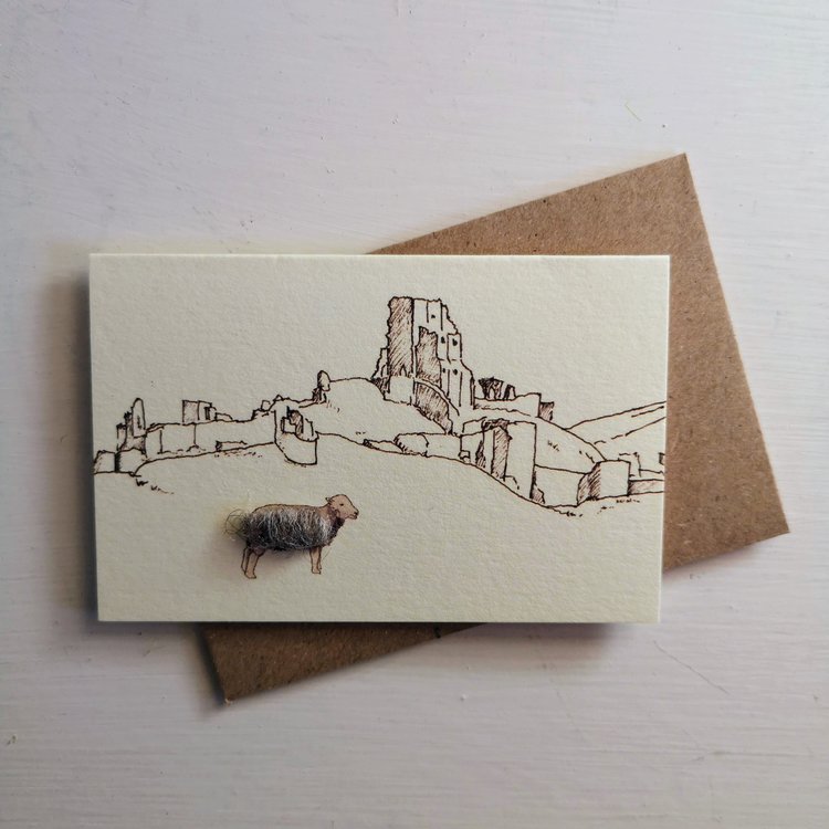 Papersheep Mini Felted Corfe Castle Card