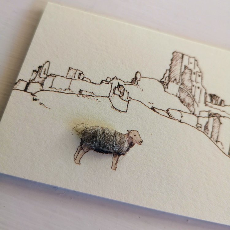 Papersheep Mini Felted Corfe Castle Card