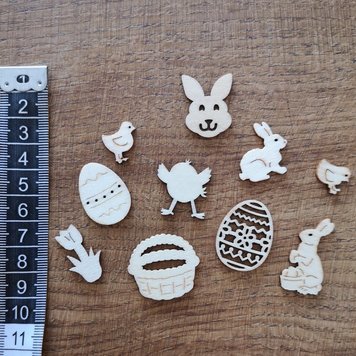 Seasons Green Mini Wooden Easter Shapes / Embellishments