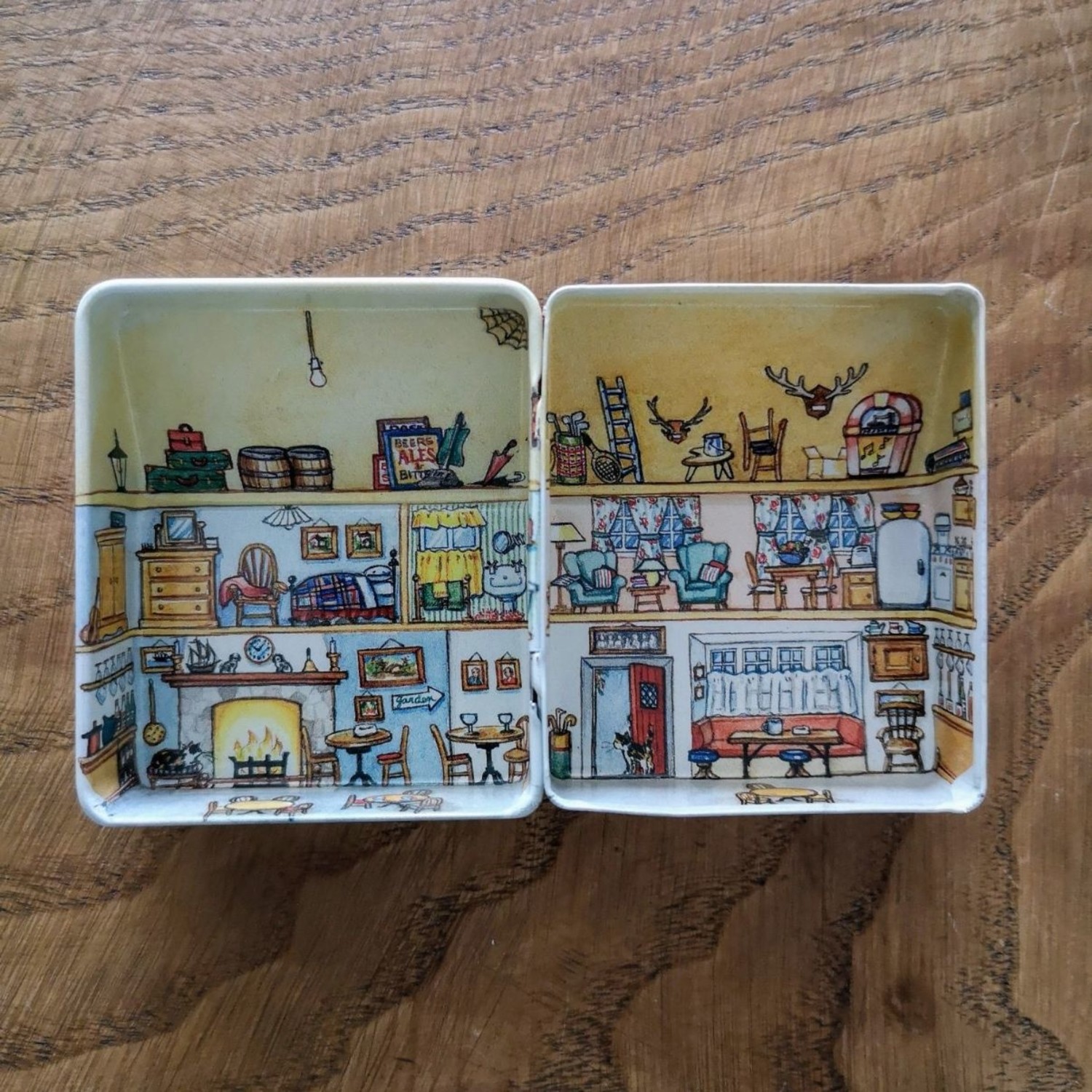 4 DANA KUBICK ENGLISH VILLAGE HOUSE SHOP TIN BOX Metal Christmas