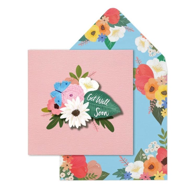 Tache 3D 'Get Well Soon' Flowers Card