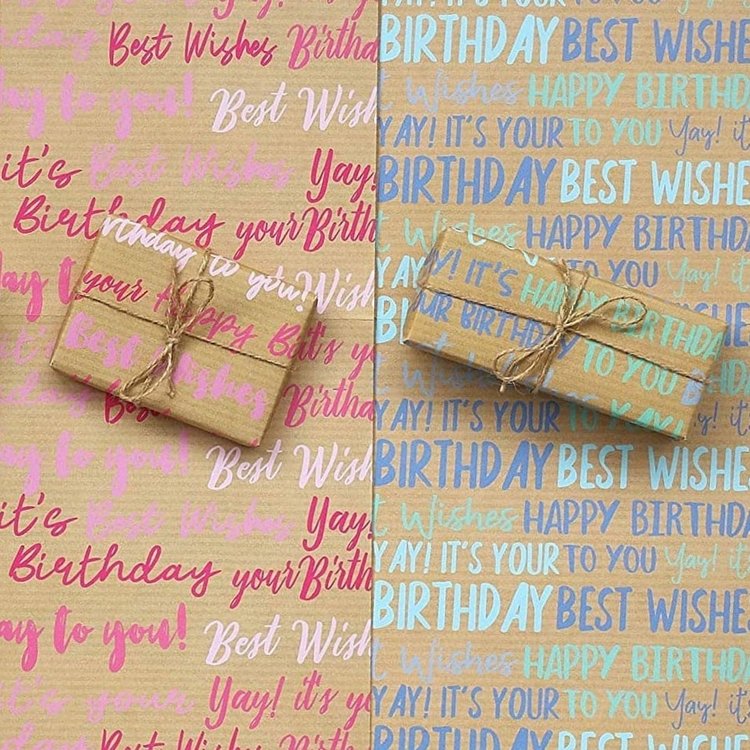 Gift It Green Sustainable Vegan 'Birthday & Stripes' Gift Wrap Pack