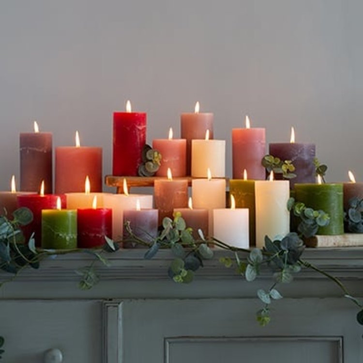 Grand Illusions Fern Green Rustic Pillar Candle