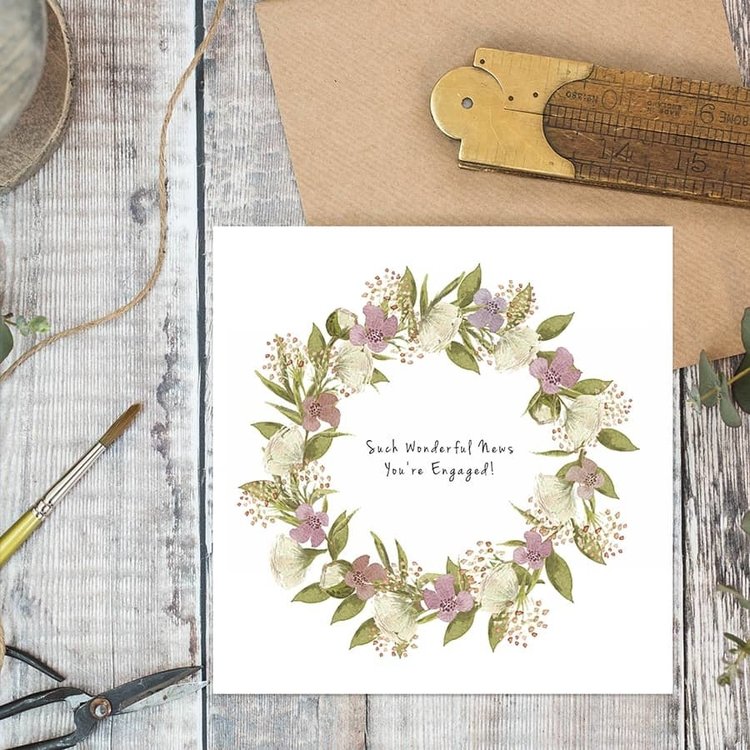 Toasted Crumpet 'Such Wonderful News, You're Engaged' Floral Wreath Card
