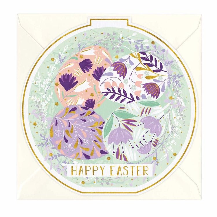Whistlefish Circular Floral Eggs Easter Card