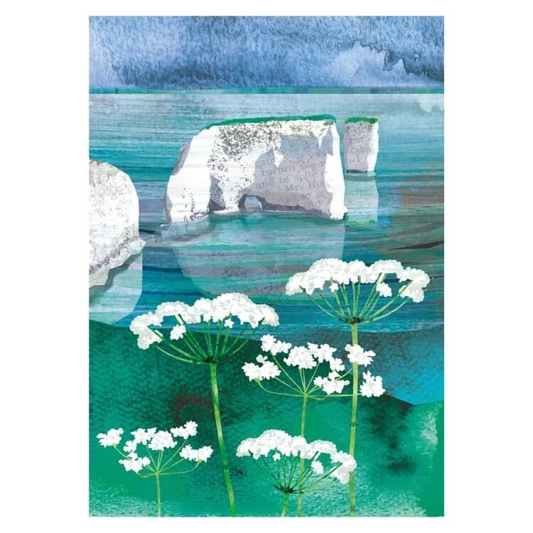 Maria Burns Old Harry Rocks Illustrated Card