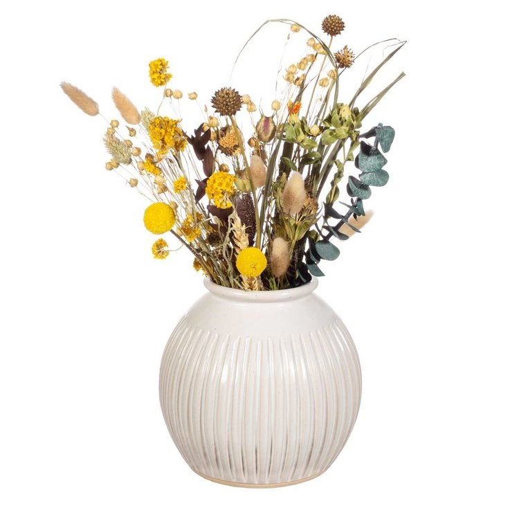 Sass & Belle Large Off-White Rustic Grooved Vase