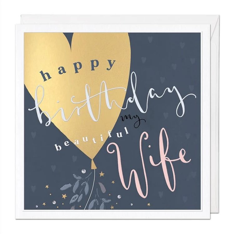 Whistlefish 'Beautiful Wife' Embossed Birthday Card