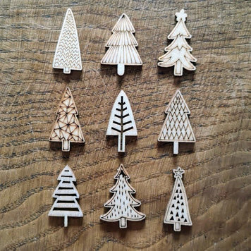 Seasons Green Mini Christmas Tree Wooden Shapes / Embellishments