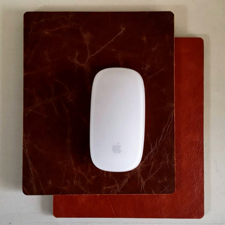 Etched Art Locally Handmade Leather Mouse Mat