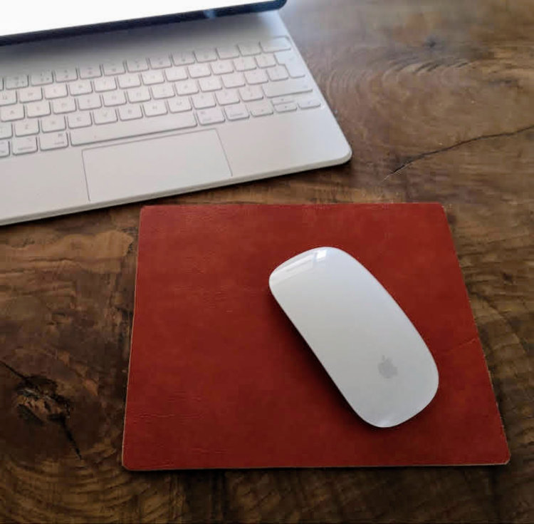 Etched Art Locally Handmade Leather Mouse Mat