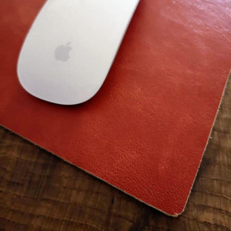 Etched Art Locally Handmade Leather Mouse Mat