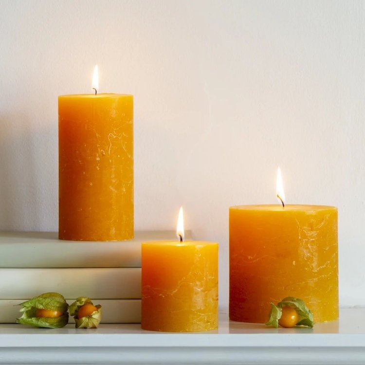 Grand Illusions Ochre Rustic Pillar Candle