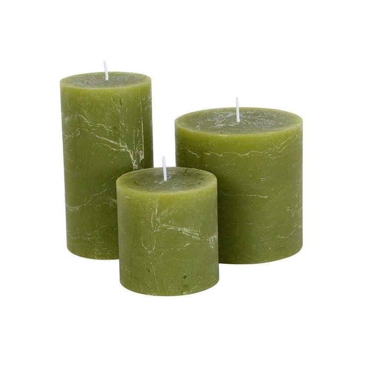 Grand Illusions Fern Green Rustic Pillar Candle