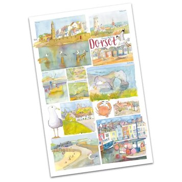 Emma Ball 'Dorset' Cotton Tea Towel