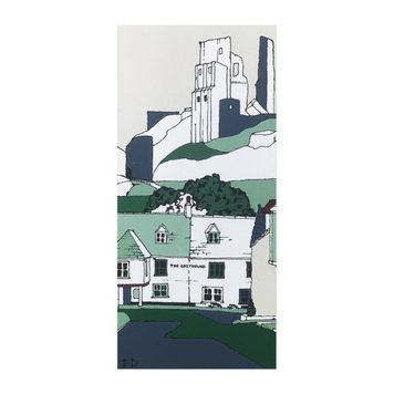 Ed Marriott Corfe Castle & Greyhound Art Card - Various Colours