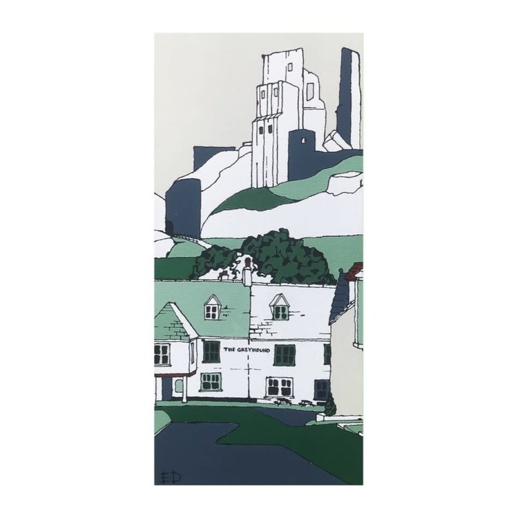 Ed Marriott Corfe Castle & Greyhound Art Card