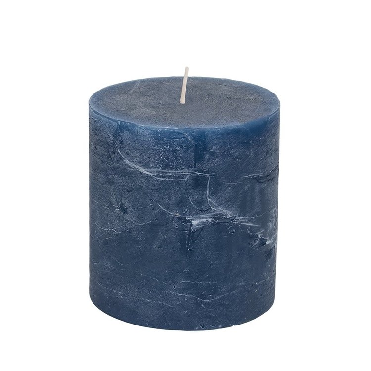 Grand Illusions Inky Blue Rustic Pillar Candle