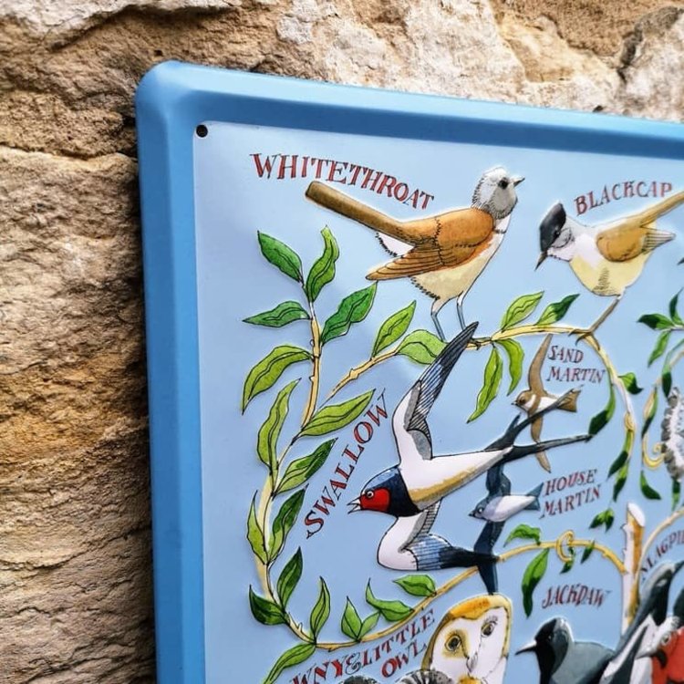 Garden Birds Embossed Metal Sign by Emma Bridgewater Seasons Green