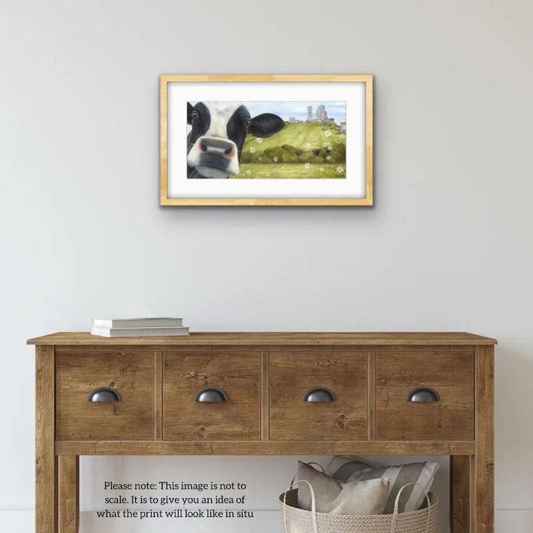 Lucy's Farm 'Moo Selfie at Corfe Castle' Framed Print