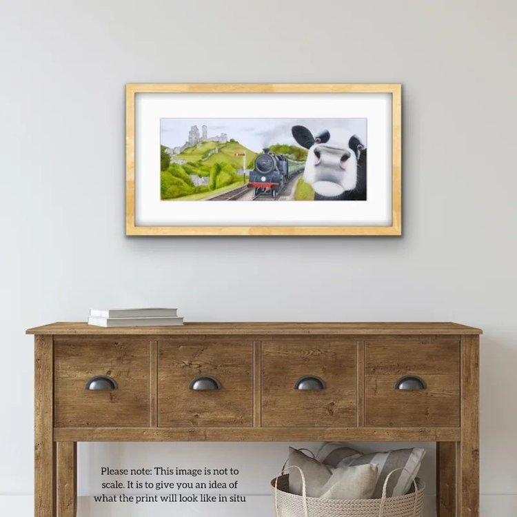 Lucy's Farm 'Moo Selfie at Corfe Railway' Framed Print