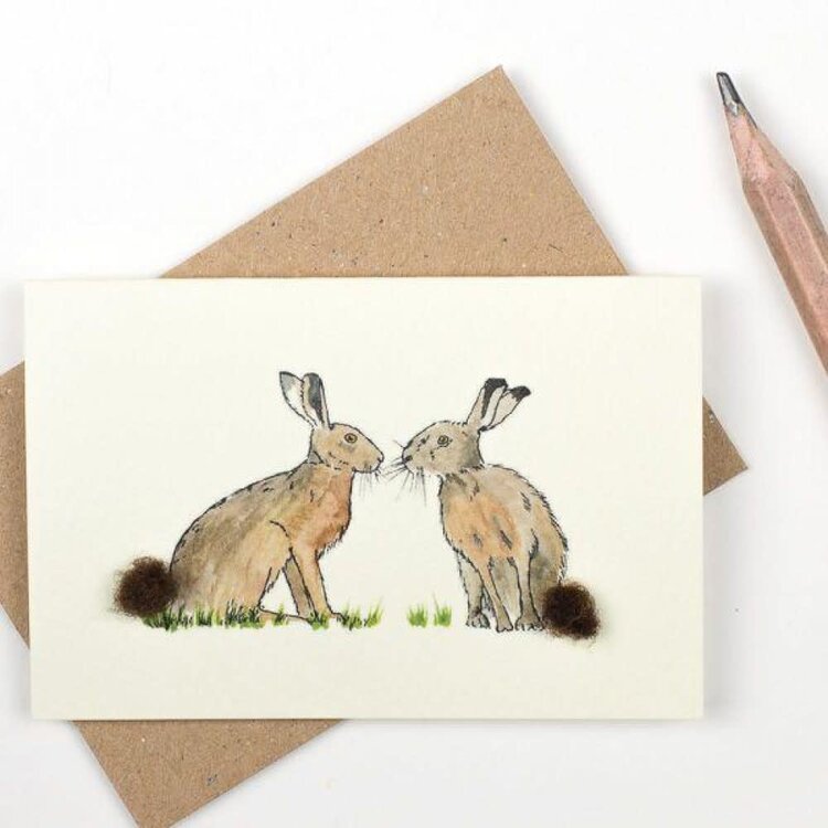 Papersheep Mini Felted Card - Hares