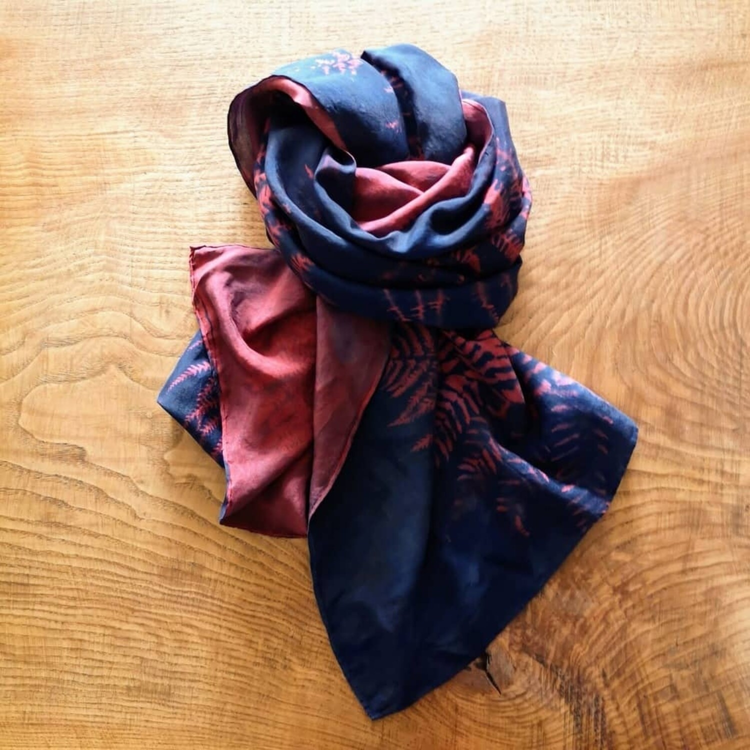 Silk Neckerchief, Autumn Leaves, Small Brown Scarf