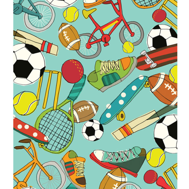 Caroline Gardner Sports Equipment Pattern Gift Wrap
