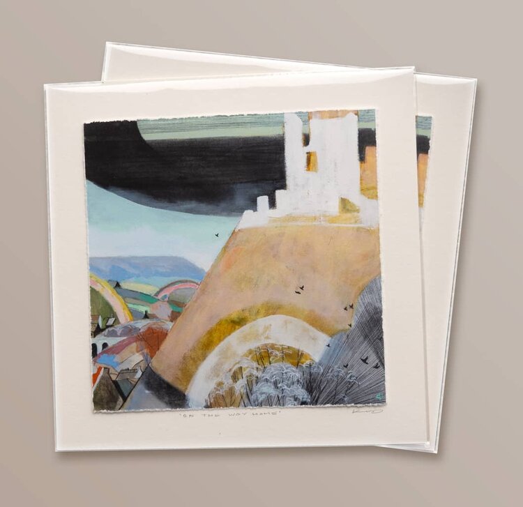 Kim Day Small 'On the Way Home' Corfe Castle Mounted Print