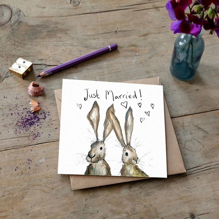 Catherine Rayner 'Just Married' Pair of Hares Card