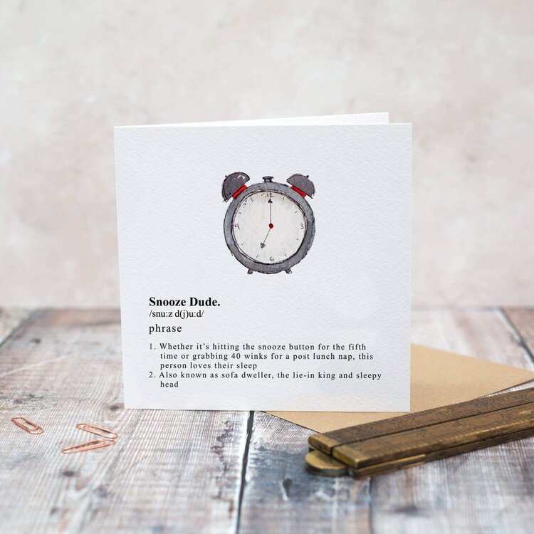 Toasted Crumpet 'Snooze Dude' Phrase Card