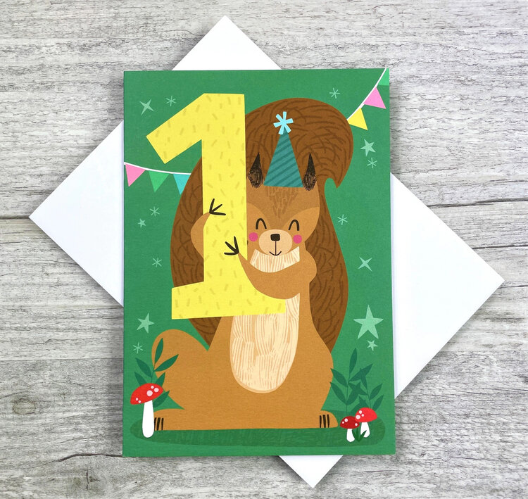Joanne De Pace Age 1 Squirrel Birthday Card