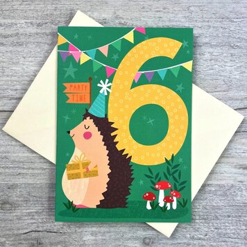Joanne De Pace Age 6 Hedgehog Birthday Card