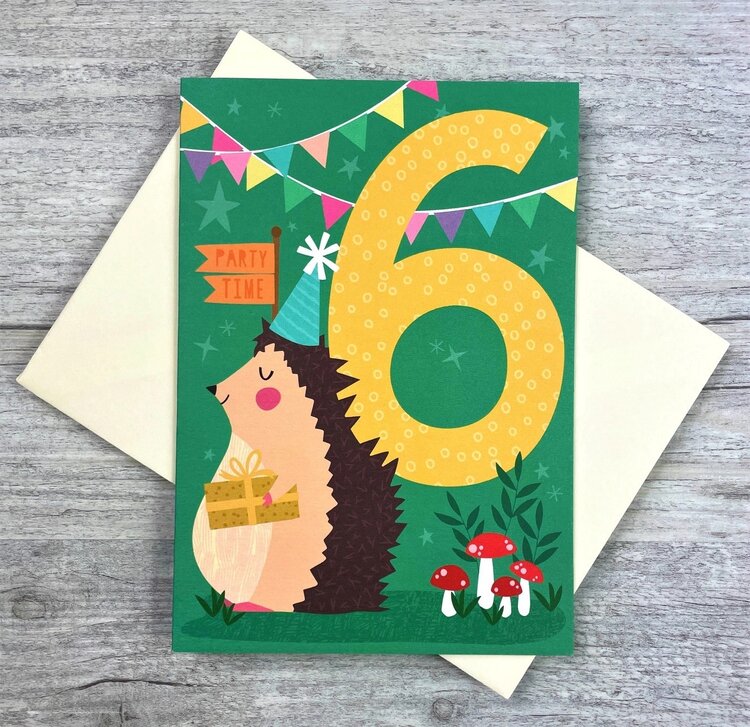 Joanne De Pace Age 6 Hedgehog Birthday Card