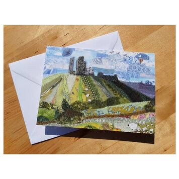 Lyn Hunt Corfe Castle Textile Art Card