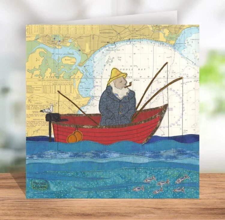 Hannah Wisdom Textiles 'Fishing At Poole’ Map Card