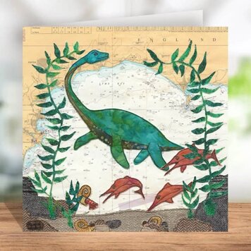 Hannah Wisdom Textiles Jurassic Coast Dinosaur Map Card